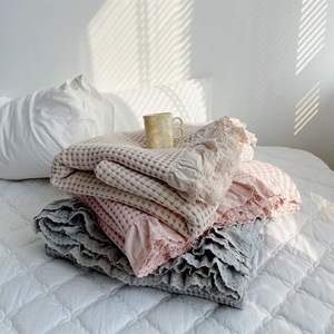 Cheap Wholesale Brand New Super Soft Plush 100% Cotton Waffle Checker Throw <strong>Heavy</strong> <strong>Blanket</strong> - Product Image 3
