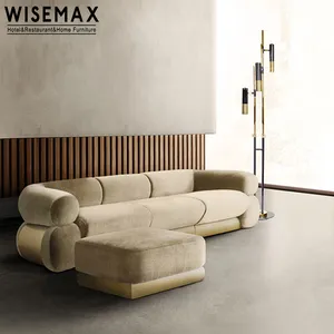 WISEMAX FURNITURE Elegant design lobby decoration lounge luxury three seat sofa for home use
