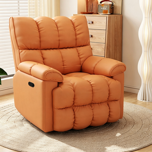Fauteuil d'appoint rembourré en tissu crème, dossier haut, pivotant et inclinable, pour salon ou coin lecture - Product Image 5