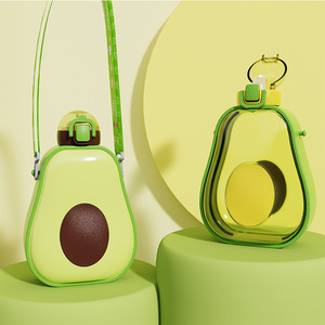 Schattige avocado-vormige waterfles - draagbaar met verstelbare riem, lekvrij klepje voor school, werk & buitenshuis - Product Image 1