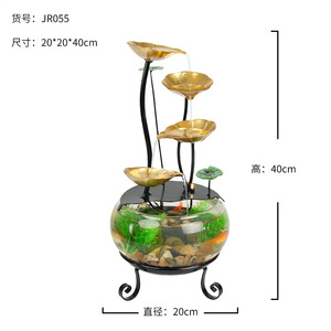 Minimalist <b>Desktop</b> Glass Fish Tank Round Water Feature For Living Room Entryway TV <b>Stand</b> Aquarium Decor - Product Image 5