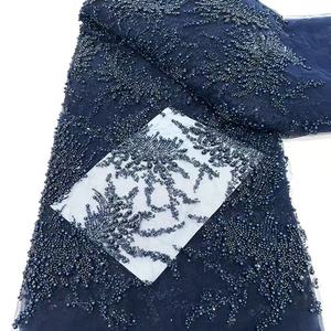 <span class=keywords><strong>Telas</strong></span> de encaje con cuentas y lentejuelas ecológicas para vestidos de fiesta nupcial nigerianos, pedido mínimo de 5 yardas para prendas de vestir - Product Image 4