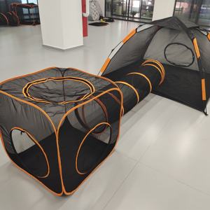 Kangna Tragbares Atmungsaktives Katzen-Spielhaus Zelt mit <span class=keywords><strong>Pop</strong></span>-<span class=keywords><strong>up</strong></span>-Tunnel Abnehmbar Waschbar Kartonverpackt für Innen-/Außenbereich - Product Image 1