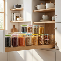Bocal alimentaire hermétique en verre écologique sans BPA, transparent, avec couvercle à charnière, compatible lave-vaisselle, design moderne pour cuisine et garde-manger