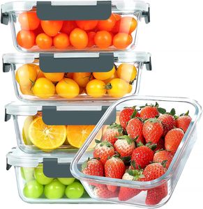 Borosilicate Glass Meal Prep Container Set Airtight Food <b>Storage</b> Jar with Lid Microwave <b>Freezer</b> Safe for Kitchen Office Travel - Product Image 1