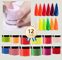 Poudre pigmentée pour nail art, poudre cristalline néon, poudre acrylique néon pour ongles