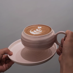 Tasse à café et soucoupes de 9 oz en céramique porcelaine grande poignée tasses à café personnalisées tasse à cappuccino et soucoupe tasses vintage pour café - Product Image 6