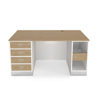 Mesa de Trabajo Moderna para Oficina en Casa con Cajones, Escritorio de Madera Maciza Ecológico, Diseño Modular