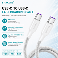 SAMZHE Cable Trenzado Tipo-C PD100W de 1m, Cable de Carga Rápida 5A, Cable de Datos para Coche, Compatible con iPhone 15/16/17, Samsung, Xiaomi, iPad