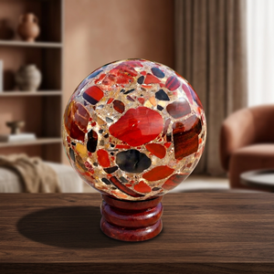 Natural Pudding Jasper <b>Sphere</b> Polished <b>Crystal</b> Embossed DIY Home Decor Meditation Display Collectible Gift - Product Image 3