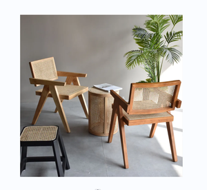 2023 new design best selling Wooden Rattan Webbing Wicker Cane Lounge Chair Low price wholesale Rattan Backrest Rattan Chair