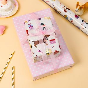 Yarcony Dog Birthday Wrapping Paper Reversible <b>Pink</b> Dots Design Gift <b>Wrap</b> For Birthday Baby Shower Valentine's Day - Product Image 6