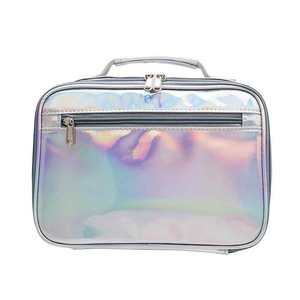 Organizador de cosméticos holográfico de PU de 10 pulgadas para viaje, bolsa de maquillaje con cierre de cremallera, impermeable, para viaje. - Product Image 6
