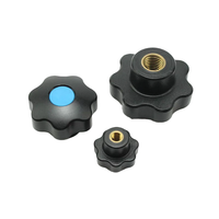 M6 M8 M10 M12 M16 Brass Insret Nuts Hand Tighten Black Plastic Open End Star Lobe Clamping Knob Female