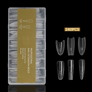 240 unidades/caja Moldes de extensión de uñas de plástico de doble capa, ovalados, largos y cónicos, <span class=keywords><strong>para</strong></span> extensión rápida tipo sándwich - Product Image 2