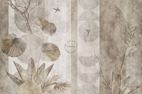 Papier peint vintage imperméable pour la décoration murale intérieure de la maison, motifs tropicaux, feuilles de palmier séchées, branches, oiseaux, géométriques, abstraits