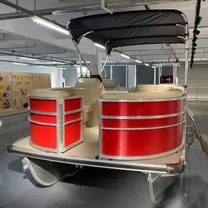 Allsea fully welded outboard engine family cruising water party customized 4.6m 15ft aluminum pontoon boat with furniture