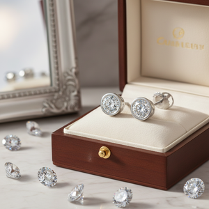 Boucles d'oreilles solitaires en diamant véritable taille brillant 0,40 carats certifiées, en or blanc, pour enfants et femmes, meilleur prix Sheetal Diamonds - Product Image 3