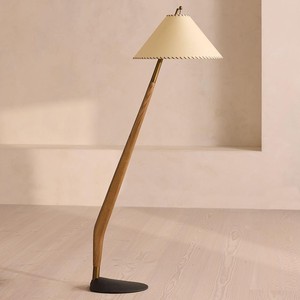Scandinavian Modern Floor Lamp Wood Base <b>Led</b> Light Source Changeable Color <b>Tree</b> Fiber Lampshade Living Room Study Bedroom - Product Image 1