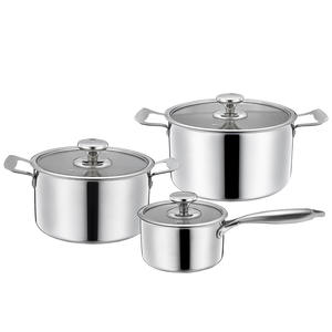 गोल्डन कुंजी स्रोत फैक्टरी एक स्टॉप कस्टमाइजेशन s201/अल/एस430 पूर्ण शरीर त्रि-प्लाई स्टेनलेस स्टील प्रीमियम कुकवेयर सेट - Product Image 1