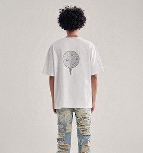 Sustainable Luxury Shirt Men Oversized T-Shirt Hemp Cotton <strong>White</strong> <strong>Turtle</strong> <strong>Neck</strong> Dropped Shoulder T-Shirts Vintage T Shirts - Product Image 2