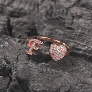 Personalized 26 letter English <strong>ring</strong> <strong>with</strong> adjustable opening light luxury Cubic Zircon <strong>initial</strong> letter Fashion <strong>Ring</strong> - Product Image 5