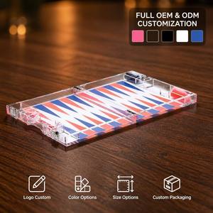 <span class=keywords><strong>Jeu</strong></span> <span class=keywords><strong>de</strong></span> backgammon en acrylique transparent imprimé 25x20x4,5 cm, plateau <span class=keywords><strong>de</strong></span> backgammon pliable portable avec étui <span class=keywords><strong>de</strong></span> rangement à loquet métallique - Product Image 1