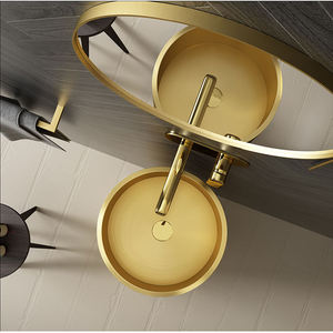 Fregadero de Baño con Diseño de Arco <span class=keywords><strong>Circular</strong></span> de la Fábrica Kaiping, <span class=keywords><strong>Lavabo</strong></span> de Lujo con Acabado Dorado Cepillado, Montado en el Suelo - Product Image 4