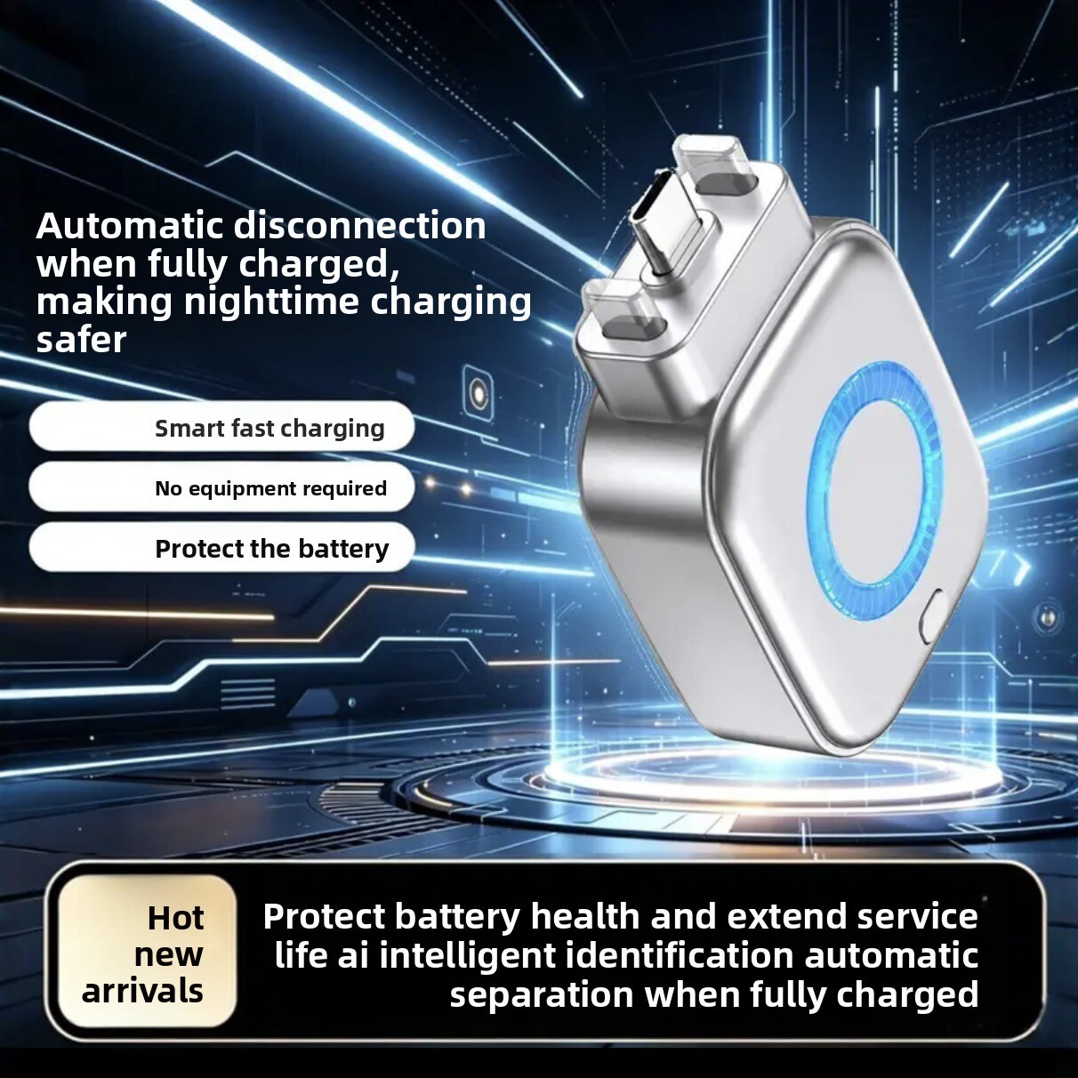 140W Smart Charging Separator Auto Cut Off When Full Anti-overcharge Safe Night Charger Type-C Adapter for Mobile Devices · image 2