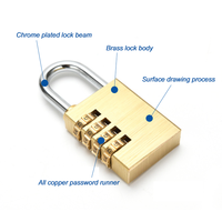 Cadenas à 4 chiffres pour bagages Cadenas à mot de passe réinitialisable Combinaison laiton