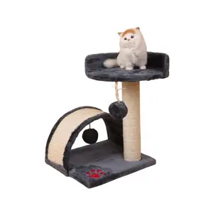 Cat Tree 45CM | Cat Scratching Post Cat Tree For Indoor Cats 2 Tier Stable Cat Climbing Tower | Cat Activity Trees With 1 Tunn