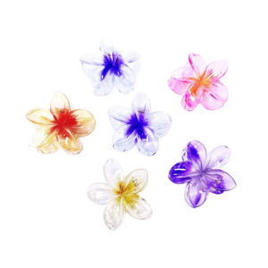 Fermaglio per capelli a forma di fiore di frangipani bicolore in gelatina, 8 cm - Product Image 2