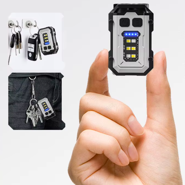 High Lumens 800lm USB C Rechargeable Keychain Flashlight 8 Modes Waterproof Small Powerful Mini EDC Flashlight with Clip