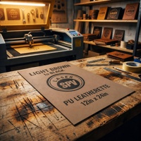 Laser-Gravur-Rohlinge PU-Lederbögen 0,8mm Hellbraun bis Schwarz Laserbares Kunstleder Aufbügelbarer Patch mit Klebstoff