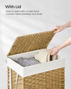 Taşınabilir kirli sepet dokuma sümbül cep duvarı 3 küçük katmanlı çamaşır beyaz yıkanmış Rattan kanepe depolama mutfak havlusu sepet - Product Image 3