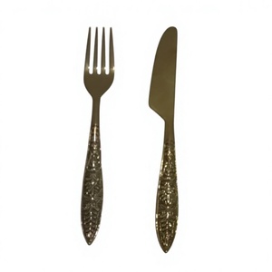 Elegant Modern Sustainable <b>Gold</b> Flatware Set High Mirror Polish Rust Resistant Wedding Dining <b>Utensils</b> - Product Image 4