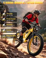 Vélo de montagne tout-terrain EOEOTWO pour adultes, 48V 15Ah/17.5Ah, pneus larges de 26 pouces, cadre en aluminium, moteur sur moyeu avant, plus de 60 miles d'autonomie