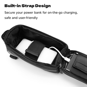 SAHOO Sacoche antichoc <span class=keywords><strong>pour</strong></span> tube supérieur de vélo 1L, sacoche de cadre <span class=keywords><strong>pour</strong></span> <span class=keywords><strong>smartphone</strong></span> à écran tactile OEM, support de téléphone avec coussinet EVA <span class=keywords><strong>pour</strong></span> cyclisme sur route en extérieur - Product Image 3