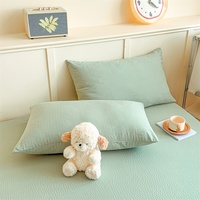 Ensemble de draps-housses 3 pièces 100 % polyester tricoté, écologiques, 200 fils, style américain, avec couvre-matelas élastique pour usage domestique