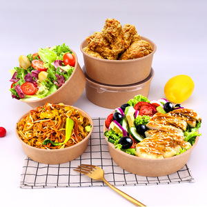 Green Peak Venta al por mayor Tazón de papel Kraft desechable Cubo de sopa Ensalada de frutas Snack para llevar Embalaje Caja de comida rápida - Product Image 3