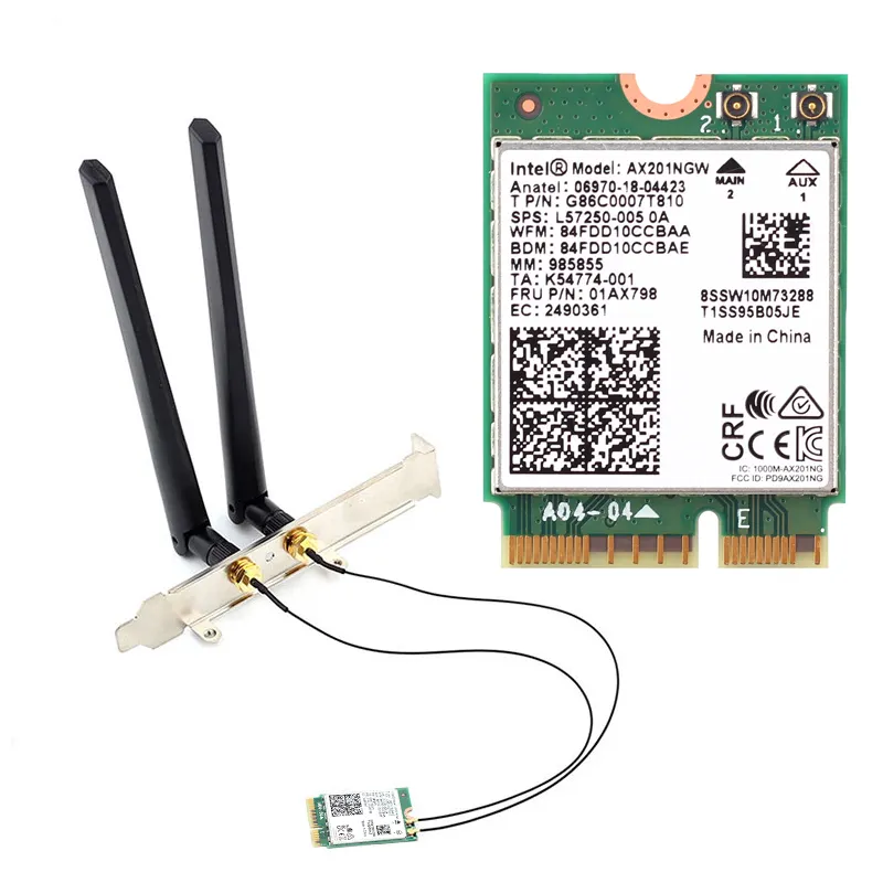 Adaptador sem fio da banda dupla ax201, banda dupla, 2.4gbps para desktop intel kit 802.11ac/ax m.2 chave e cnviobe wifi 6 azul-dente 5.0 placa de rede