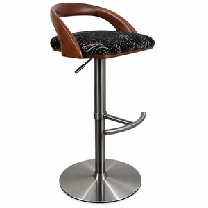 Tabouret de bar réglable en hauteur GDRS RF-040 avec dossier en bois pour restaurant café - Product Image 1