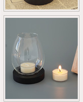 Bougeoir en verre de style chinois sur base en bois rouge-brun, ambiance bouddhiste, écologique, haute qualité, décoration d'intérieur
