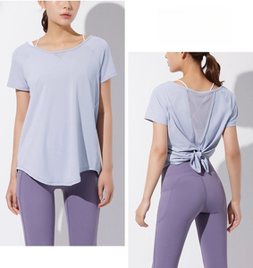 Lvd219 mùa hè lỏng lẻo lưới chắp vá ngắn tay áo vòng cổ phòng tập thể dục chạy thể thao t Áo sơ mi Yoga thể dục giản dị áo sơ mi cho phụ nữ Tops - Product Image 2