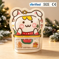 Sacs à fermeture éclair personnalisés en forme de dessin animé de Noël, avec fenêtre transparente, impression par gravure, en matériau de qualité alimentaire, pour la vente en gros