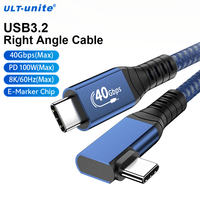 Câble USB4 ULT-unite coaxial Type C 40 Gbps PD100W à charge rapide, coudé, 1 m, 8K 60Hz pour ordinateur