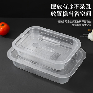 Acrylic Transparent Rectangular <b>Tray</b> For Restaurant Use With Lid Commercial Grade Unbreakable Dish Display Container - Product Image 2