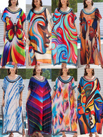 Nouvelles Robes de Plage Imprimées Grande Taille pour Femmes, Tenues de Vacances, Maillots de Bain d'Été, Kaftan Cache-maillot de Plage