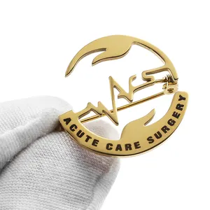Fashion Designed Custom Wholesale Gold Stainless Steel Hollow Engraved Letter Brooch Pin Brooches Women With Safety Pin