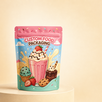 Sachets refermables imprimés en couleur avec fermeture éclair, pour milkshakes, desserts et snacks, personnalisables pour l'emballage alimentaire de détail